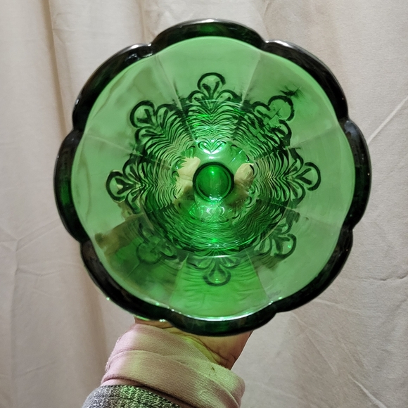 RARE Vintage Avocado Green E.O. Brody Oak Leaf Bouquet Vase - Picture 3 of 3